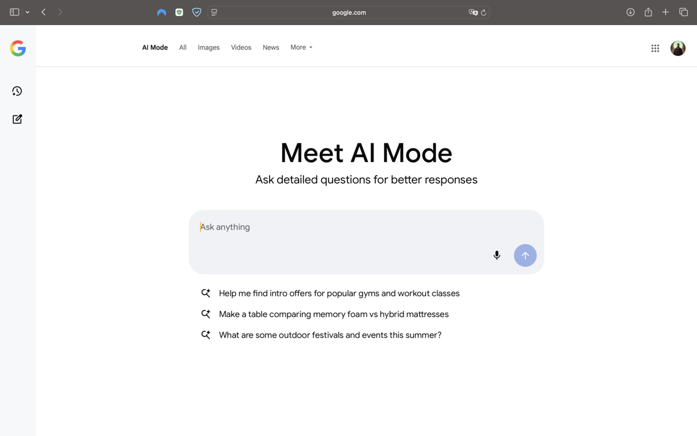 Mēs izmēģinājām jauno Google mākslīgā intelekta režīmu: tas ir tiešs trieciens uz zilajām saitēm, kas vienlaikus satrauc un iedvesmo.