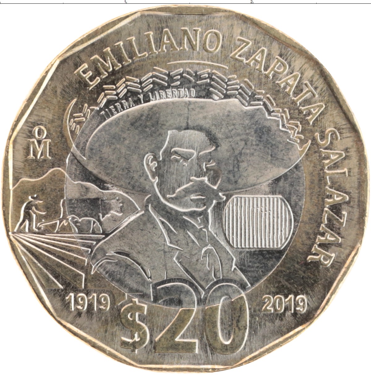 Emiliano Zapata monēta ar nominālvērtību 20 peso, ko 2019. gadā izlaida Banxico, maksā 5 000 000 peso.